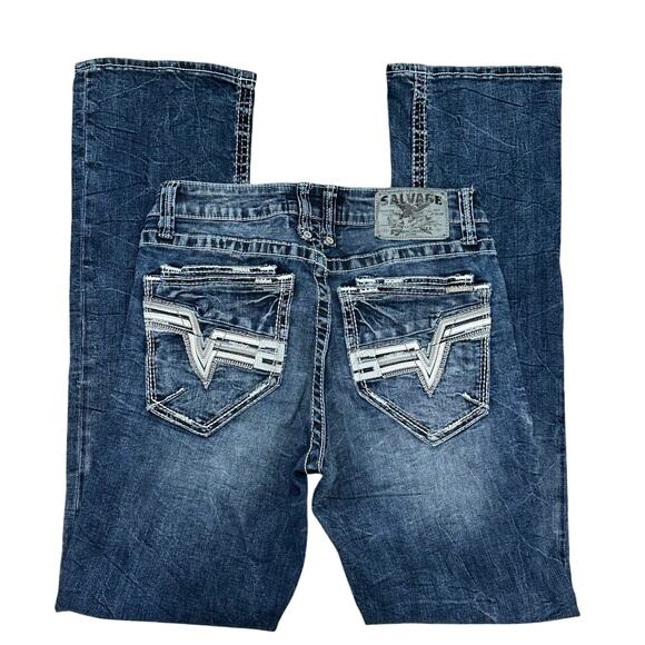 SALVAGE RIOT BOOT ATHLETIC FIT STRETCH JEANS Men's 31x34 - Picture 6 of 6